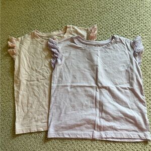 Cat & Jack Short Sleeve Tees - Cream and Light Purple